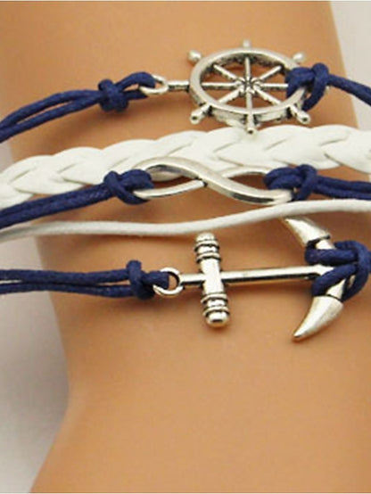 Leather Bracelet Plaited Wrap Fashion Weave Fashion Cute Leather Bracelet Jewelry Blue For Daily Holiday - LuckyFash™