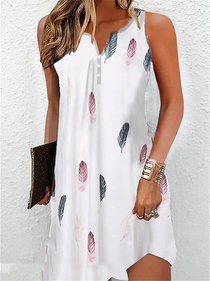 Women's Tank Dress Floral Ditsy Floral Print Split Neck Mini Dress Daily Date Sleeveless Summer Spring