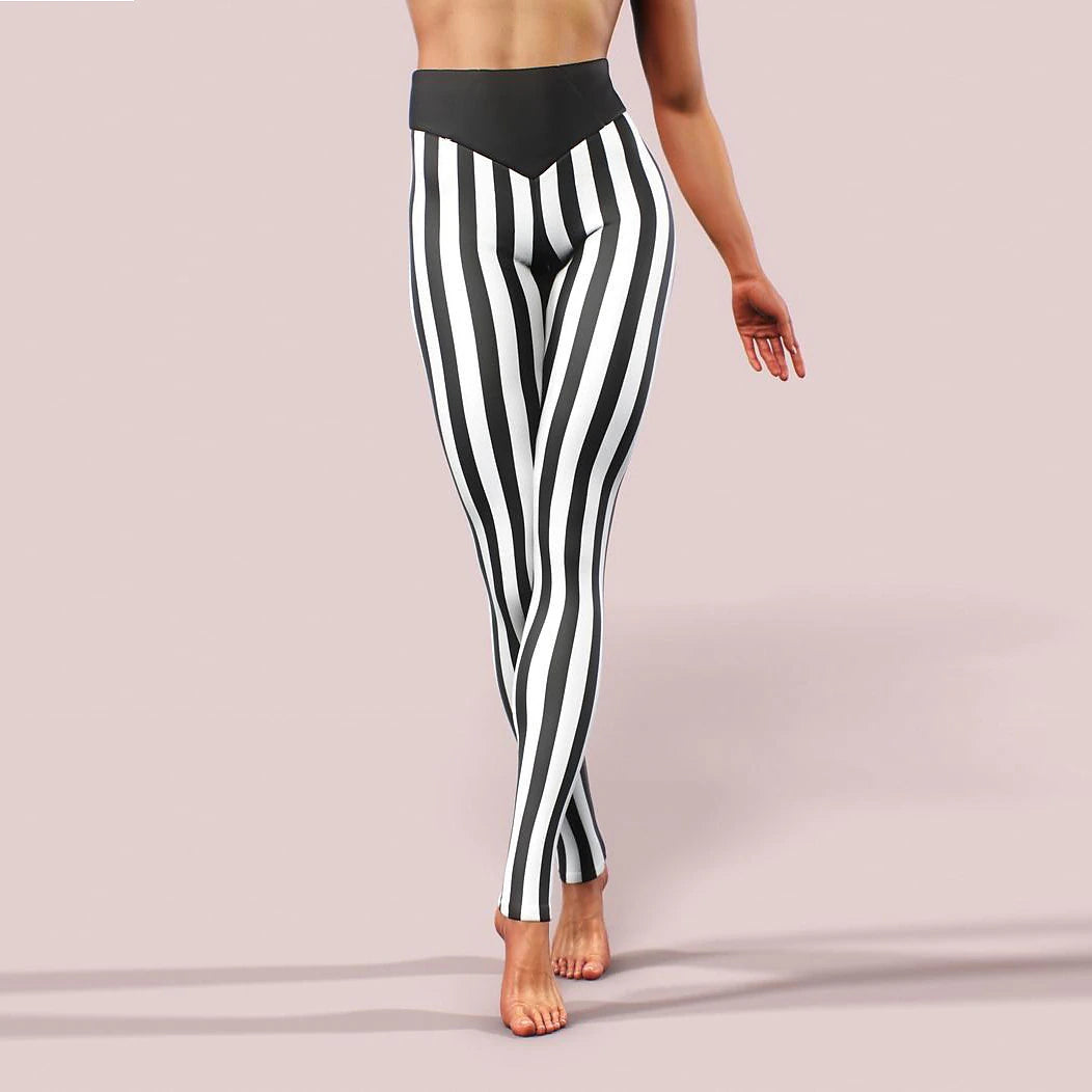 Women's Tights Normal Polyester Stripe Black Casual / Sporty Mid Waist Ankle-Length Yoga Weekend Summer Spring &  Fall