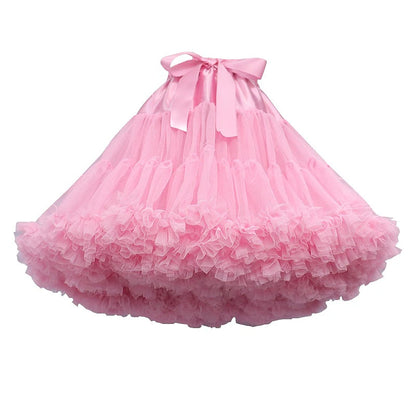 Women's Swing Petticoat Mini Skirts Ruffle Layered Tulle Solid Colored Performance Party Fall & Winter Organza Tulle Fashion Pink