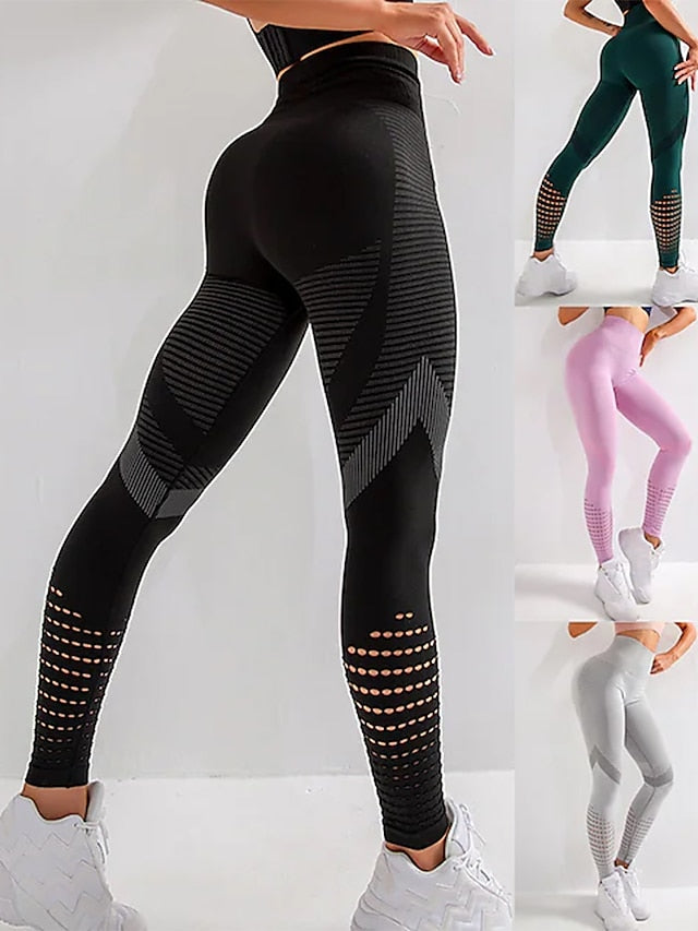 Women's Running Tights Leggings Compression Pants Mesh High Waist Base Layer Sports & Outdoor Athletic Winter Tummy Control Butt Lift Quick Dry Fitness Gym Workout Running Sportswear Activewear Solid - LuckyFash™