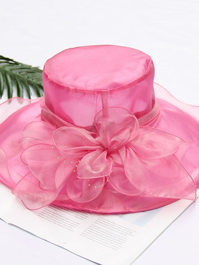 Women's Party Hat Party Wedding Special Occasion Flower Solid Color Beige Black Hat White Gray Fall Spring Summer - LuckyFash™