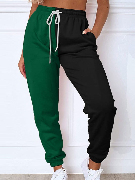 Women's Sweatpants Polyester Color Block White Yellow Fashion High Waist Full Length Street Daily Fall Winter