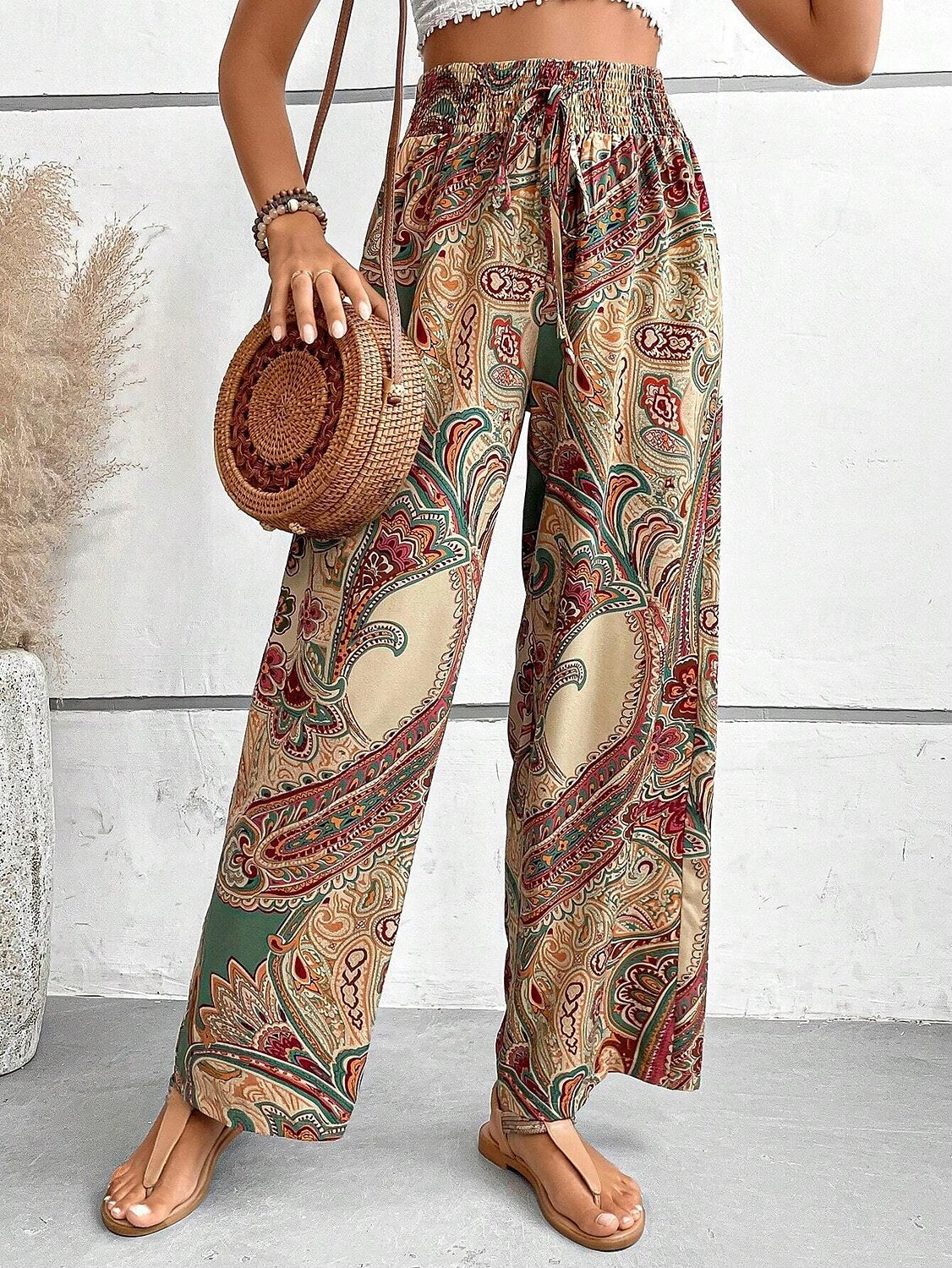 Women's Wide Leg Polyester Floral Blue Red & White Casual Daily Long Weekend Spring & Summer