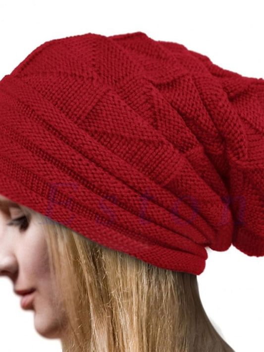Women's Hat Beanie / Slouchy Black Khaki Dark Gray Outdoor Street Dailywear Knit Pure Color Portable Windproof Comfort - LuckyFash™