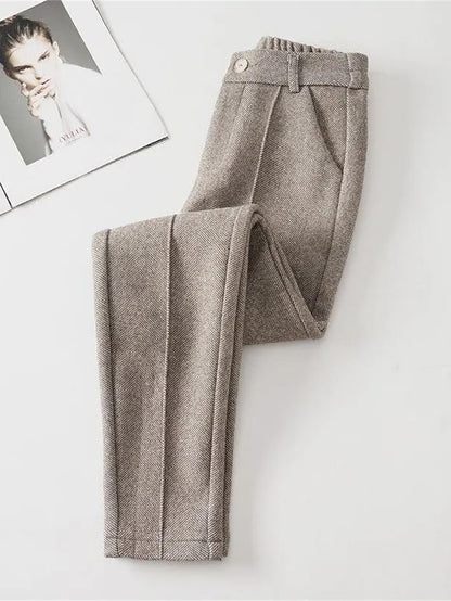 Women‘s Harem Pants Herringbone Pant Fleece Flannel Trousers Full Length Fashion Streetwear Daily Grey 4XL Fall Winter