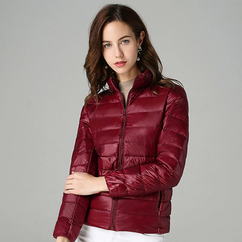Women's Puffer Jacket Hiking Down Jacket Hiking Windbreaker Winter Outdoor Thermal Warm Packable Waterproof Windproof Jacket Top Full Length Visible Zipper Ski / Snowboard Fishing Traveling Lake blue