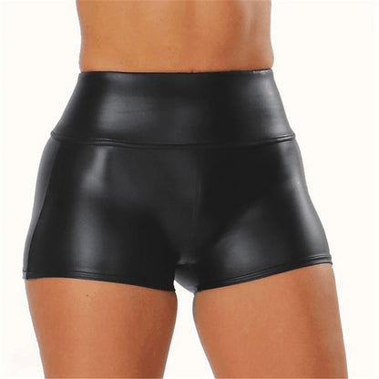 Women's Shorts Faux Leather Solid Colored Wine Black Streetwear High Waist Short Street Club