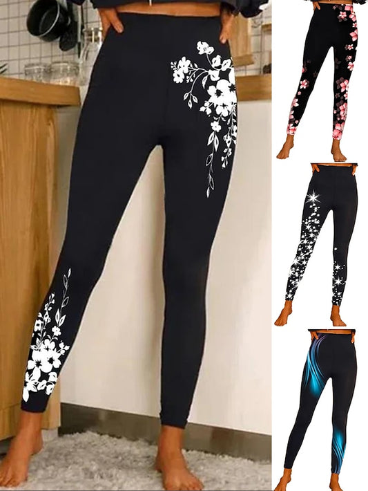 Women's Yoga Leggings Tummy Control Butt Lift Quick Dry High Waist Yoga Fitness Gym Workout Tights Leggings Floral 1# 2# 3# Spandex Sports Activewear Stretchy Skinny / Athletic / Athleisure - LuckyFash™