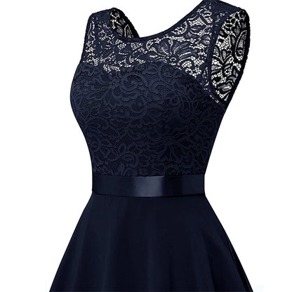 Women‘s Party Dress Lace Dress Knee Length Dress Pink Red Wine Dark Blue Red White Black Sleeveless Pure Color Lace Spring Summer Crew Neck Elegant 2022 XS S M L XL XXL XXXL