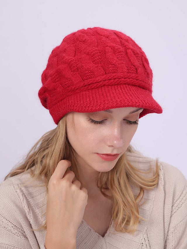 Warm Knitting Beret Hat Winter Women Solid Cap Outdoor Windproof Ear Protection Skiing Hiking Girls Caps - LuckyFash™