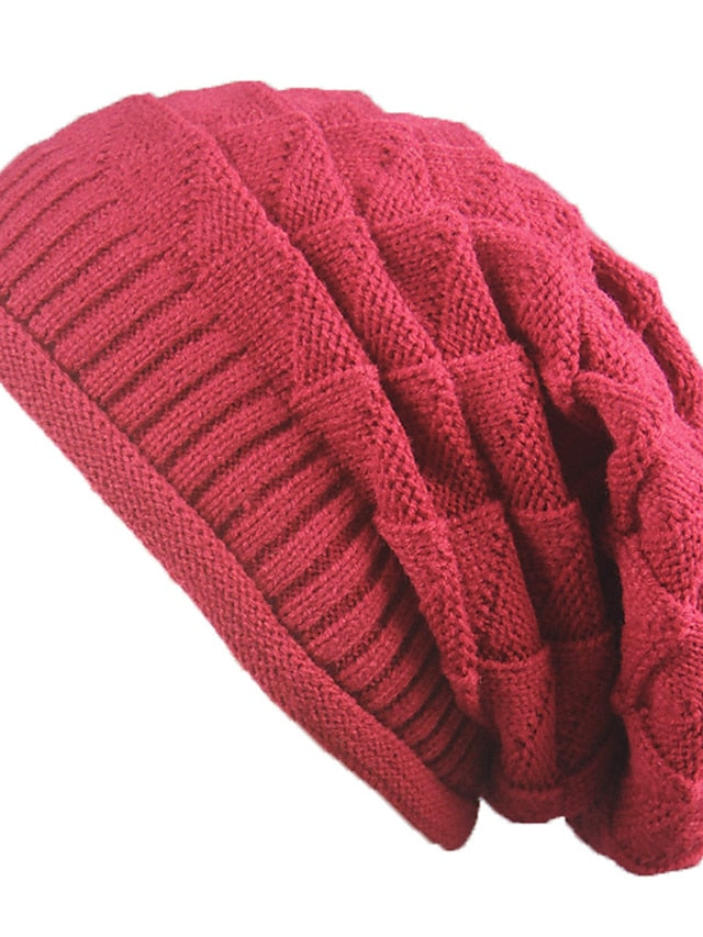 Women's Hat Beanie / Slouchy Black Purple Wine Outdoor Home Street Knitted Pure Color Portable Windproof Comfort - LuckyFash™