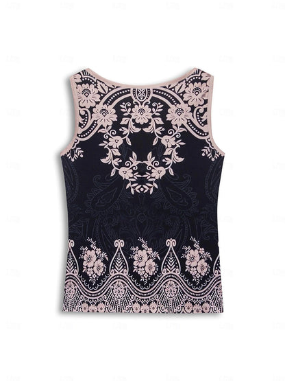 Women's Tank Top Graphic Casual Print Pink Sleeveless Fashion V Neck Summer