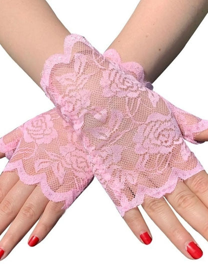 Women's Fingerless Gloves Lace Gloves Wedding Party Evening Gift Polyester Simple Bridal Gloves Sexy 1 Pair - LuckyFash™