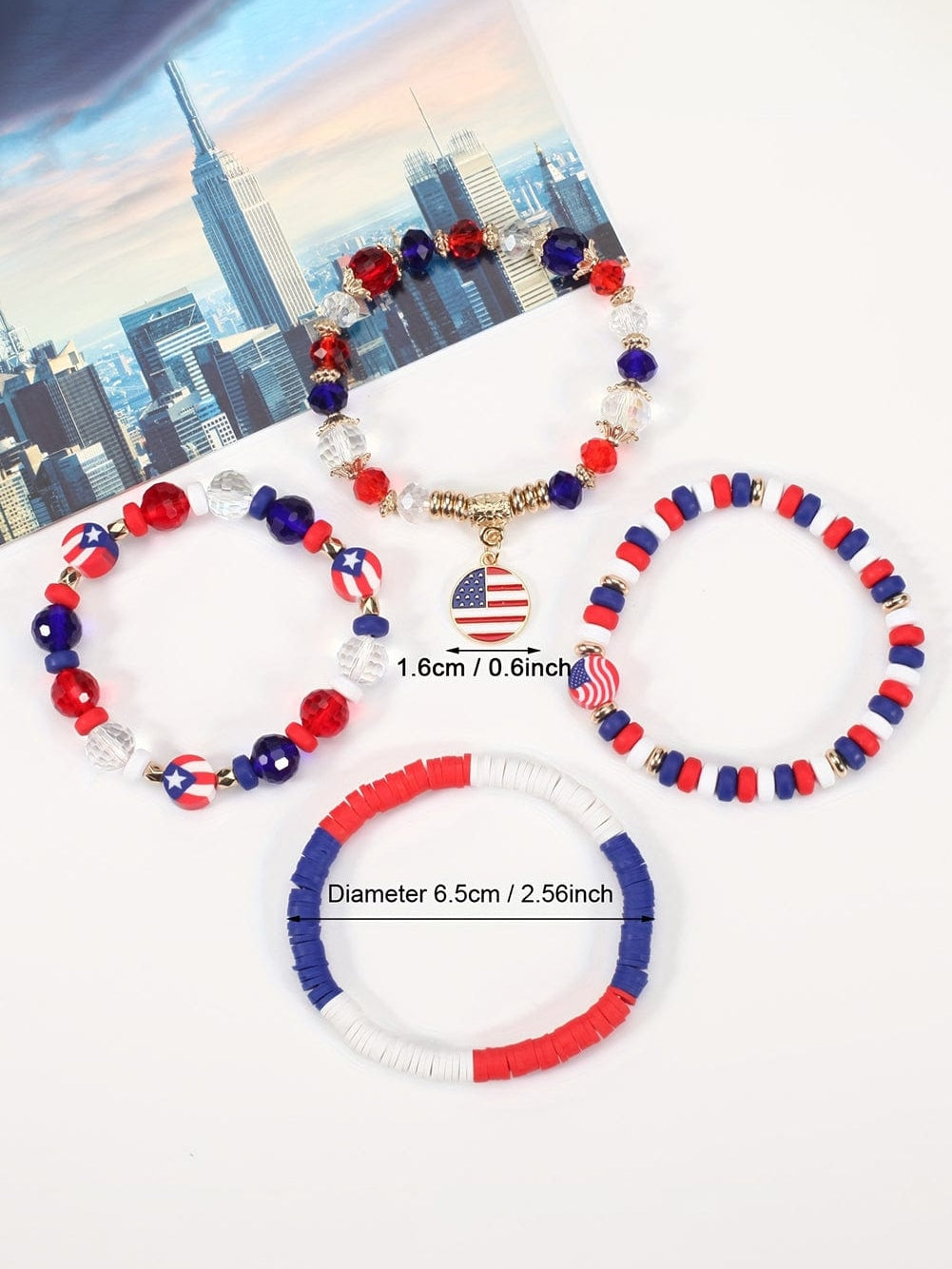 Patriotic Fiery Flag Day Layered Beaded Bracelet