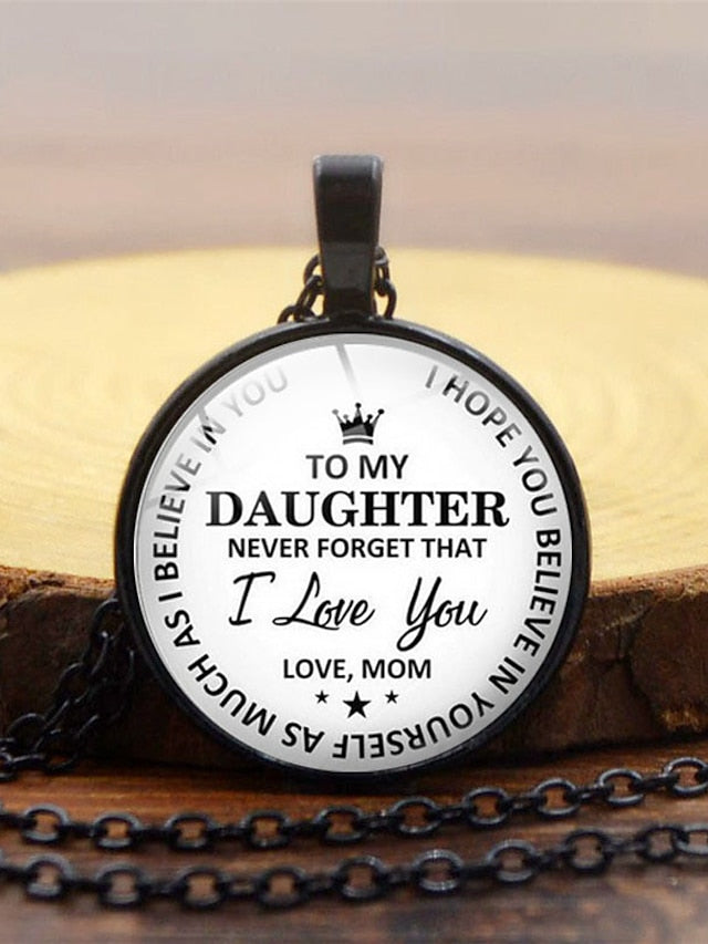 Women's necklace Fashion Street Letter Necklaces & To my Daughter Pendant Round Glass Necklaces / Sweater Chain Necklace - LuckyFash™