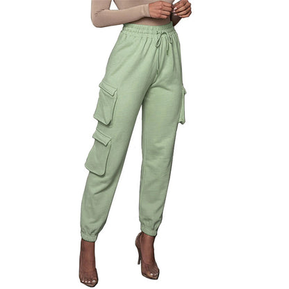 Women‘s Cargo Khaki Pants Trousers Full Length Cotton Micro-elastic High Waist Fashion Streetwear Street Daily Apple Green Black S M Fall Winter