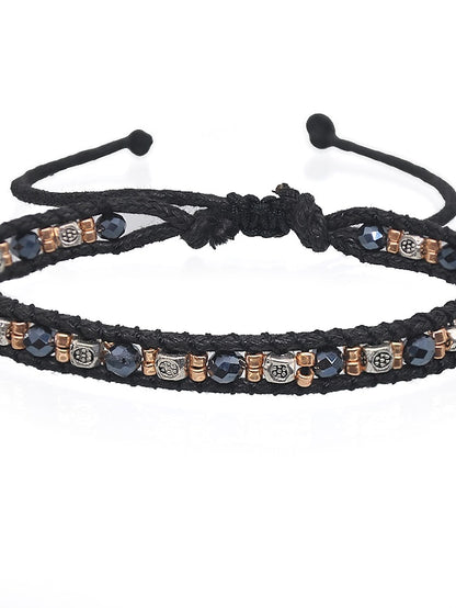 Women's Friendship Bracelet Vintage Bracelet Bracelet Retro Fashion Birthday Vintage Theme Rustic / Lodge Simple Ethnic Vintage Boho Glass Bracelet Jewelry Royal Blue / White / Black For Sport Prom - LuckyFash™