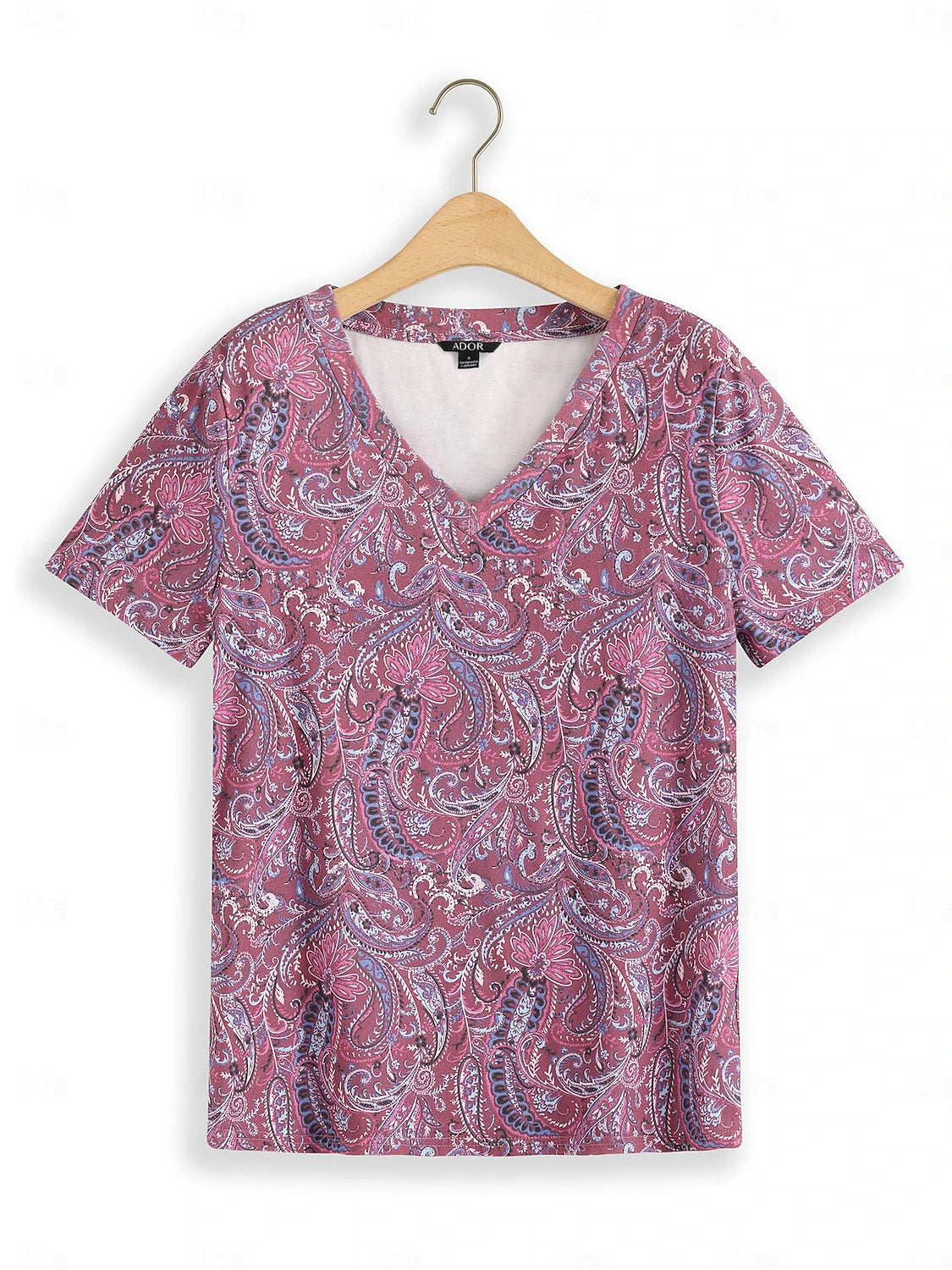 Women's T shirt Tee 100% Cotton Paisley Party Casual Daily Print Purple Short Sleeve Ethnic Boho Print Round Neck All Seasons