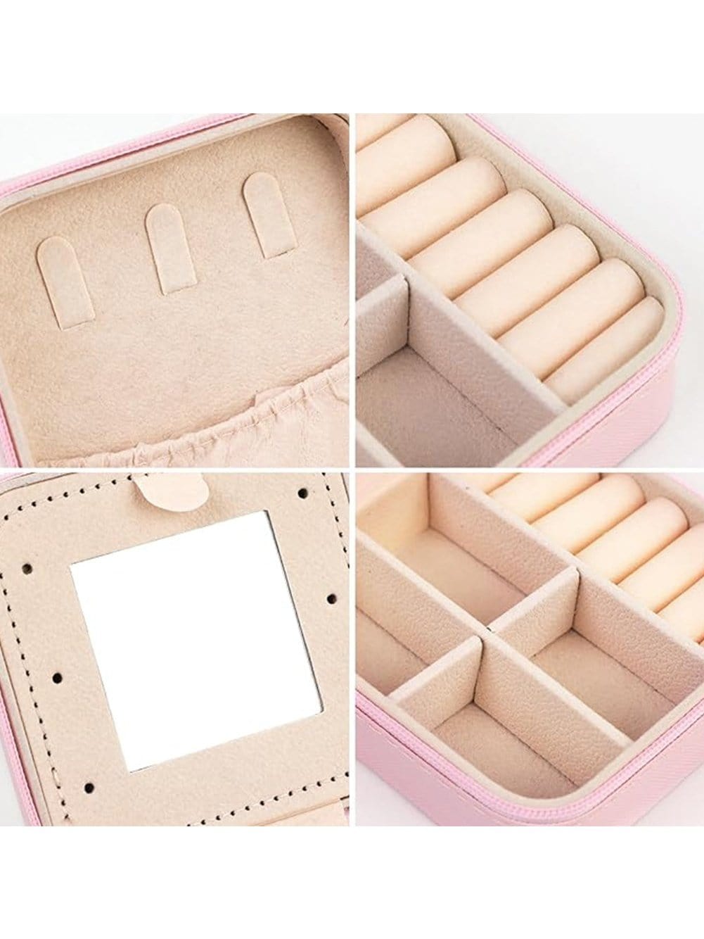 Pink Chenille Letter Graphic Jewelry Organizer with Mirror