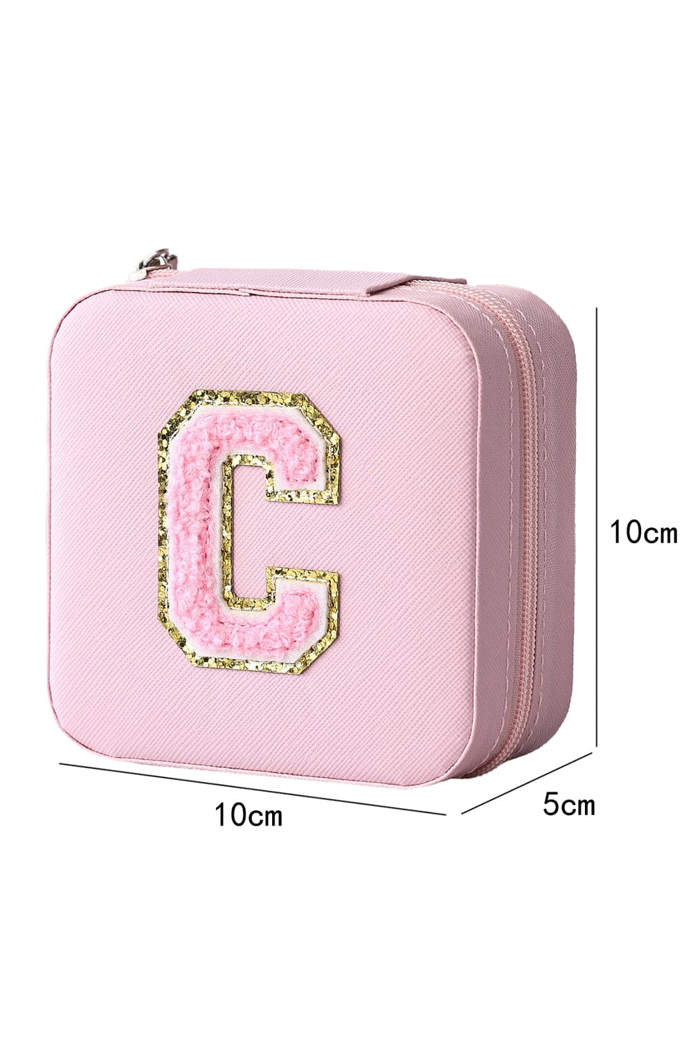 Pink Sequin Chenille Letter Travel Jewelry Organizer