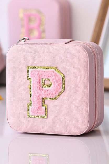 Pink Sequin Letter Mini Jewelry Box with Mirror