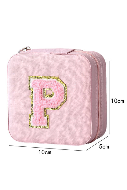 Pink Sequin Letter Mini Jewelry Box with Mirror