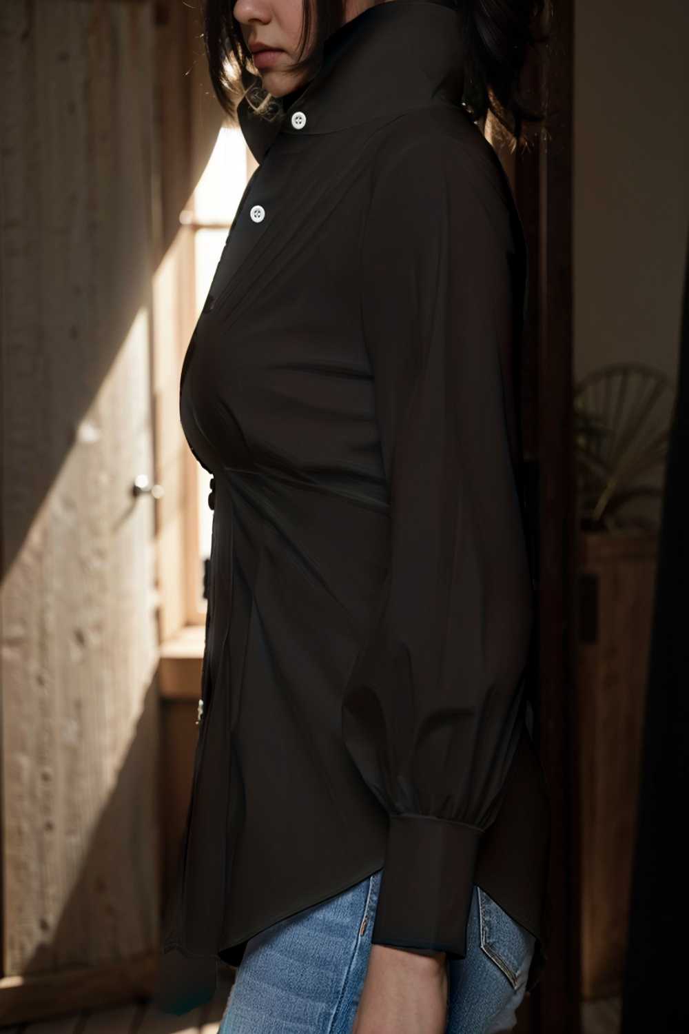 plus size casual blouse women s plus solid button up lantern sleeve turn down collar nipped waist blouse 107343
