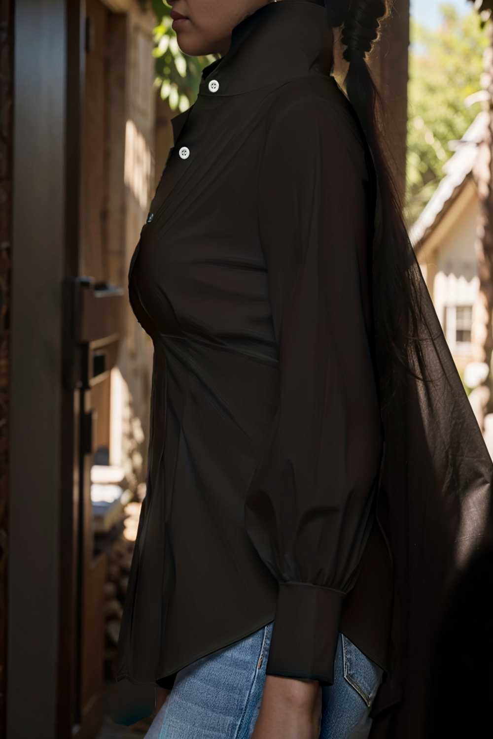plus size casual blouse women s plus solid button up lantern sleeve turn down collar nipped waist blouse 109024