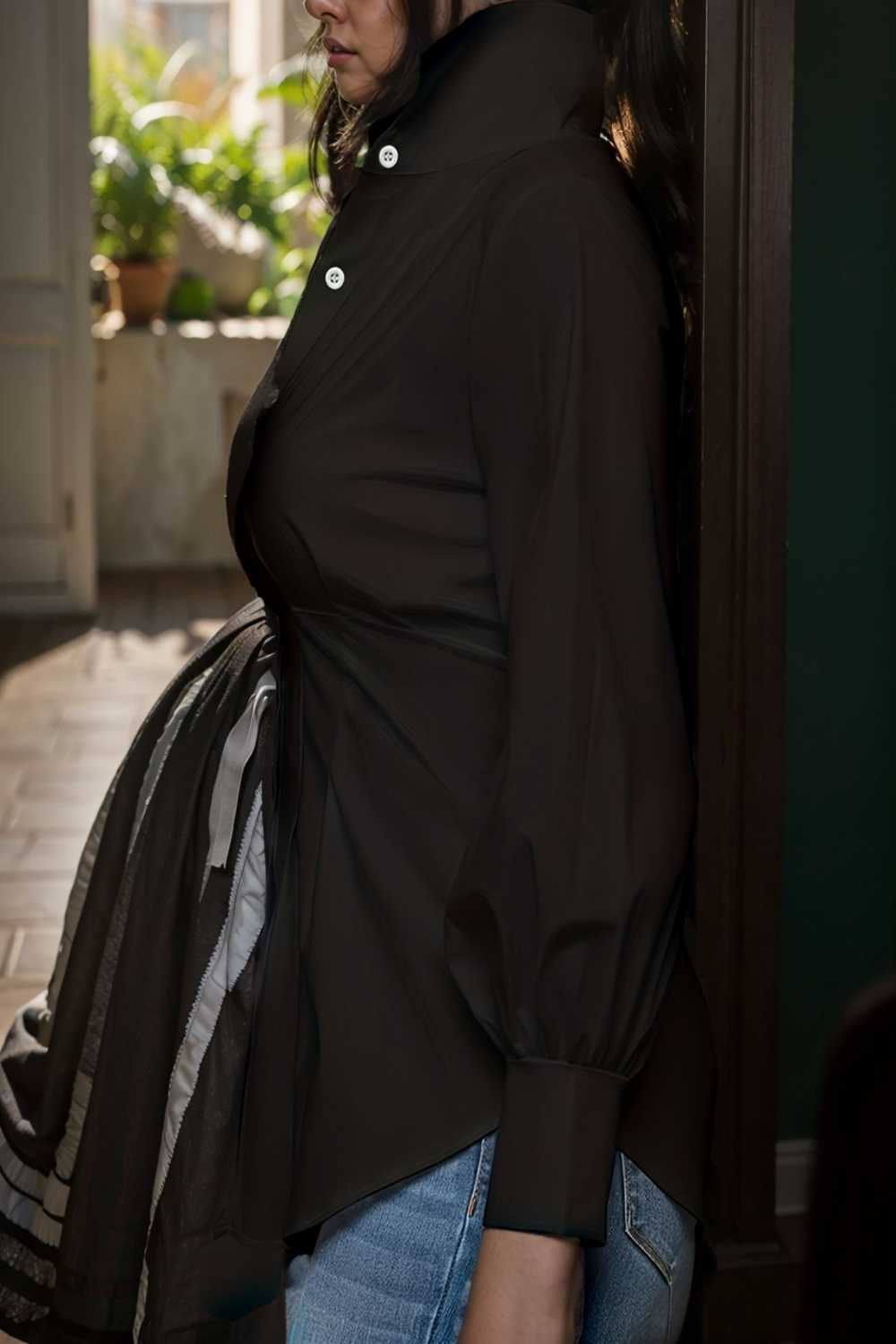 plus size casual blouse women s plus solid button up lantern sleeve turn down collar nipped waist blouse 111941