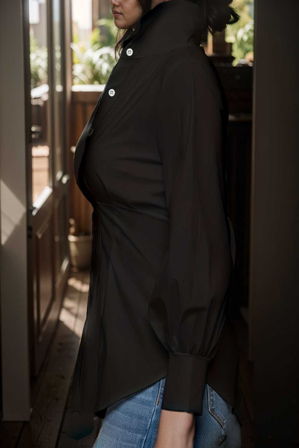 plus size casual blouse women s plus solid button up lantern sleeve turn down collar nipped waist blouse 111938