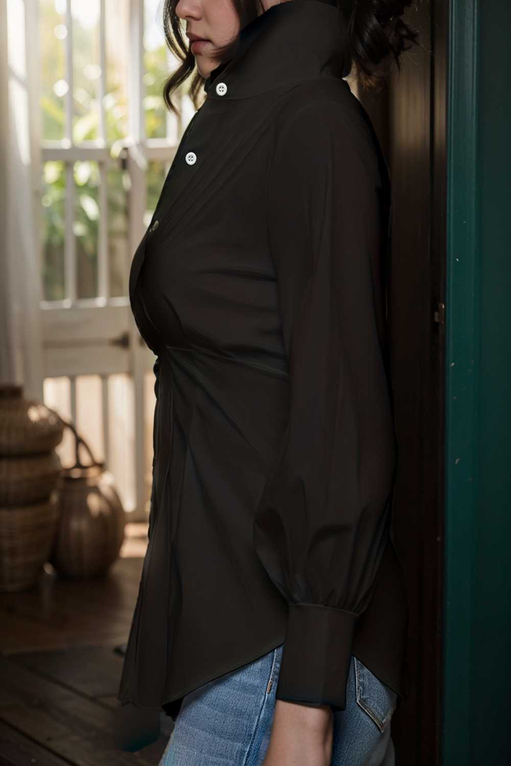 plus size casual blouse women s plus solid button up lantern sleeve turn down collar nipped waist blouse 106558