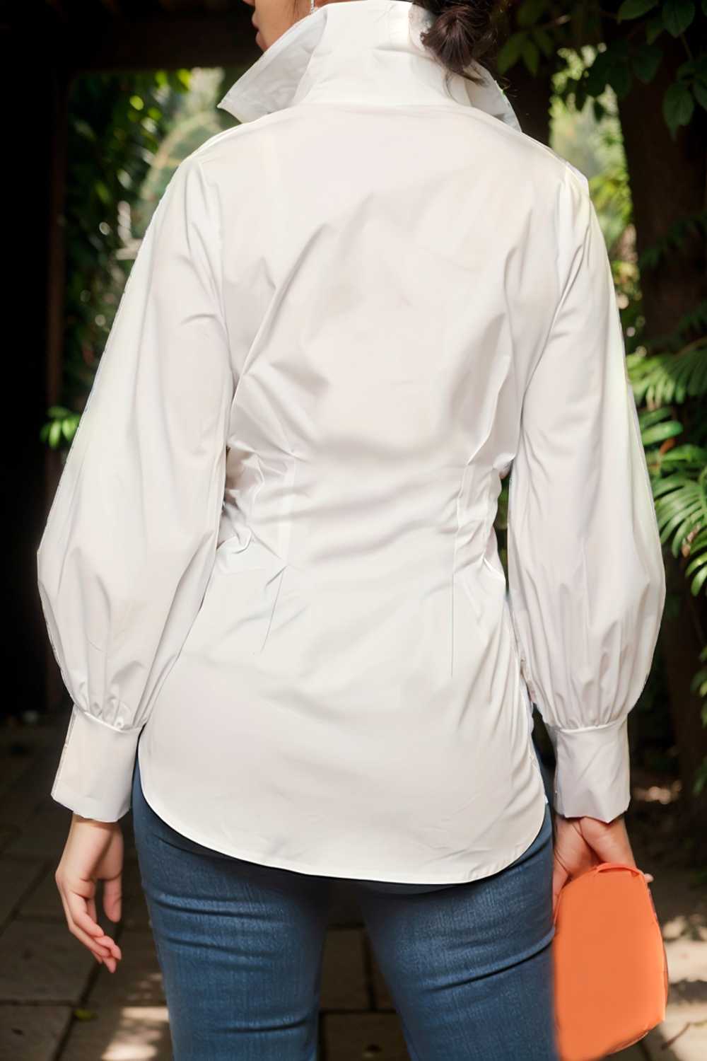 plus size casual blouse women s plus solid button up lantern sleeve turn down collar nipped waist blouse 107342