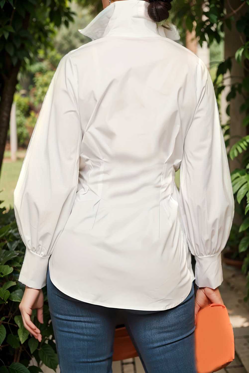 plus size casual blouse women s plus solid button up lantern sleeve turn down collar nipped waist blouse 108169