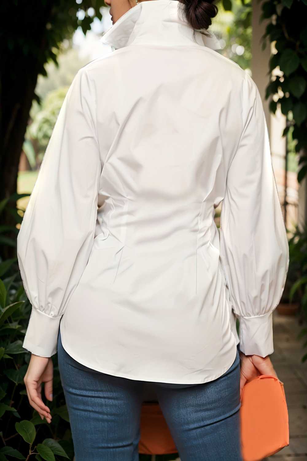 plus size casual blouse women s plus solid button up lantern sleeve turn down collar nipped waist blouse 111924