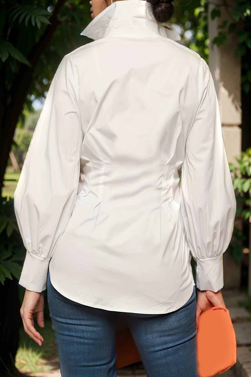 plus size casual blouse women s plus solid button up lantern sleeve turn down collar nipped waist blouse 111923