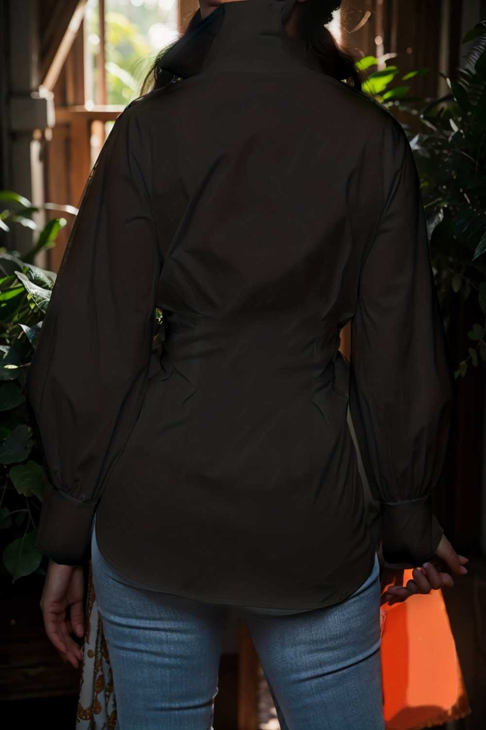 plus size casual blouse women s plus solid button up lantern sleeve turn down collar nipped waist blouse 111916