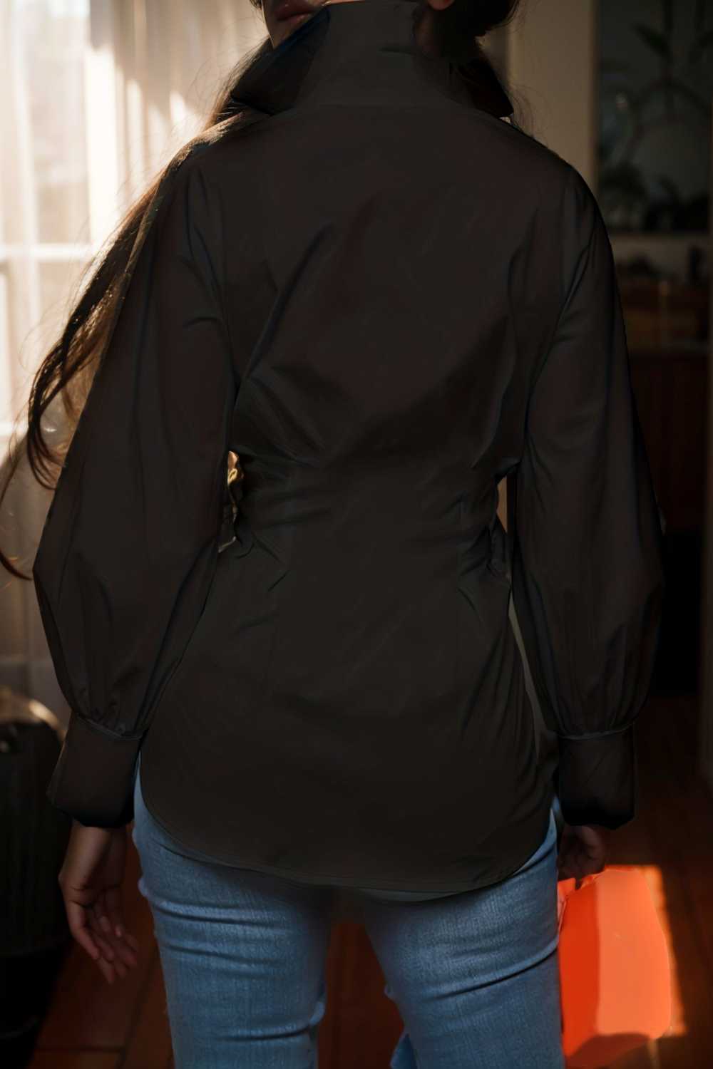 plus size casual blouse women s plus solid button up lantern sleeve turn down collar nipped waist blouse 106521