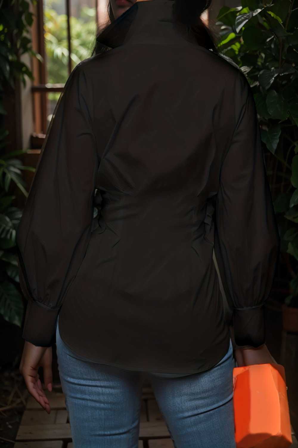 plus size casual blouse women s plus solid button up lantern sleeve turn down collar nipped waist blouse 106517