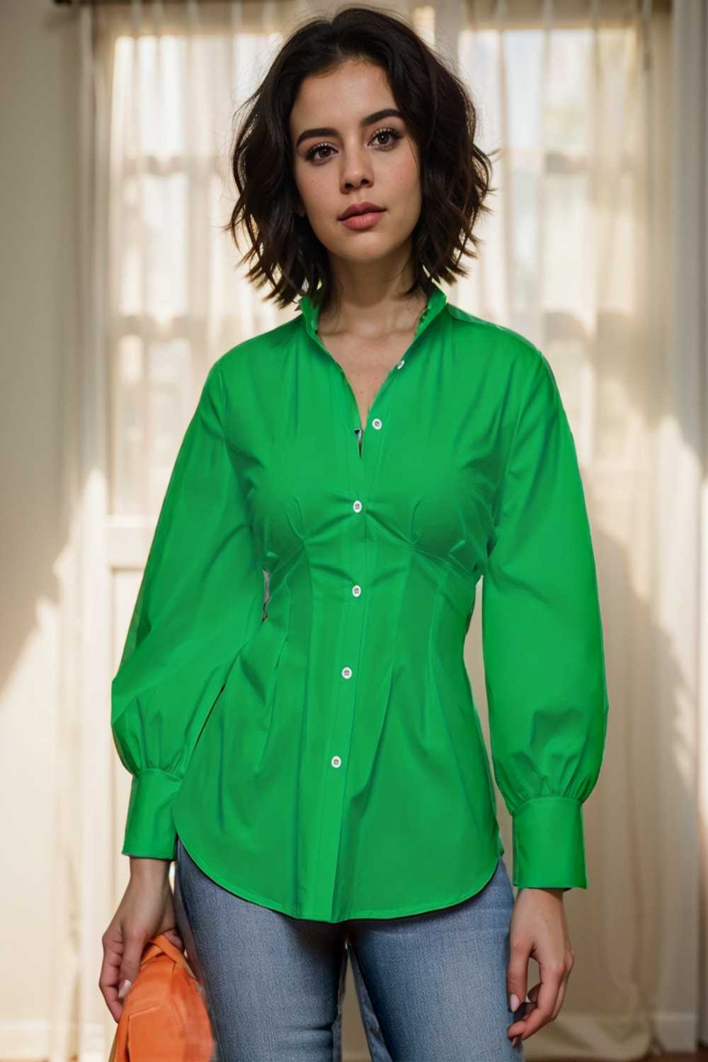 plus size casual blouse women s plus solid button up lantern sleeve turn down collar nipped waist blouse 108550
