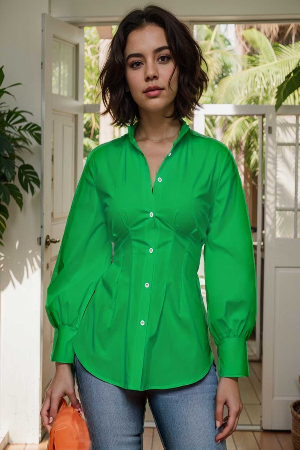 plus size casual blouse women s plus solid button up lantern sleeve turn down collar nipped waist blouse 108540