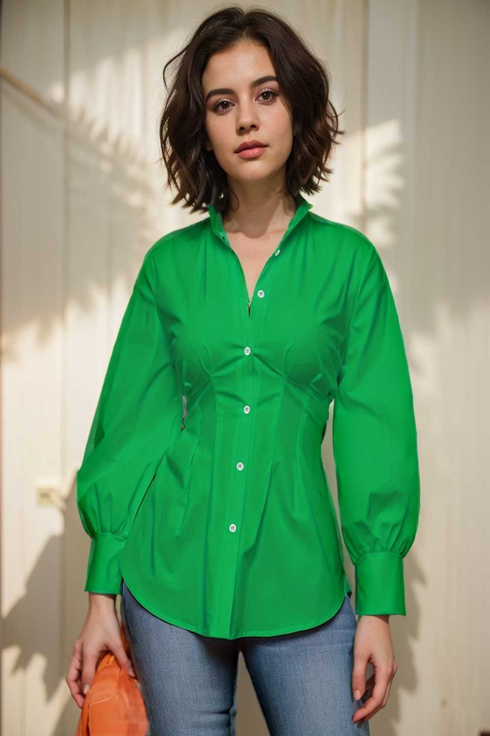 plus size casual blouse women s plus solid button up lantern sleeve turn down collar nipped waist blouse 108534