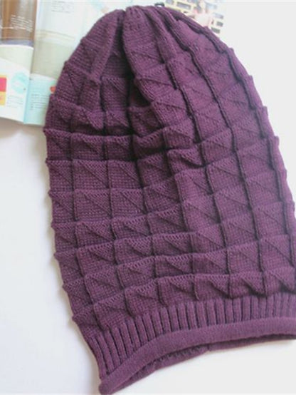Women's Hat Beanie / Slouchy Black Purple Wine Outdoor Home Street Knitted Pure Color Portable Windproof Comfort - LuckyFash™