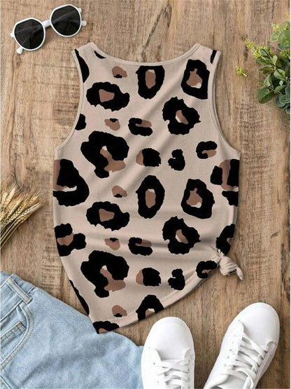 Women's Tank Top Vest Leopard Casual Print Pink Sleeveless Fashion Streetwear Crew Neck Summer