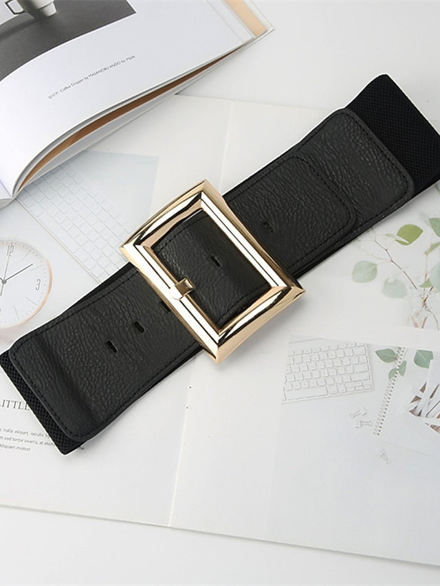 Women's Belt PU Black Gold Wide Belt Dailywear Business Daily Date Pure Color / Spring / Summer / Fall / Winter - LuckyFash™