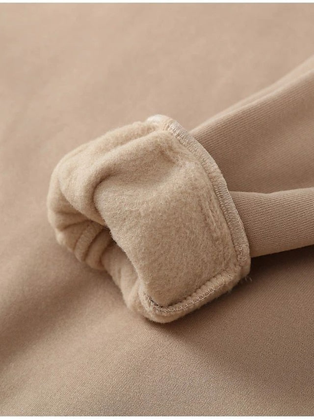 Women's Tracksuit Sweatsuit 2 Piece Street Winter Long Sleeve Fleece Thermal Warm Breathable Soft Fitness Running Jogging Sportswear Activewear Camel Almond Light Brown - LuckyFash™