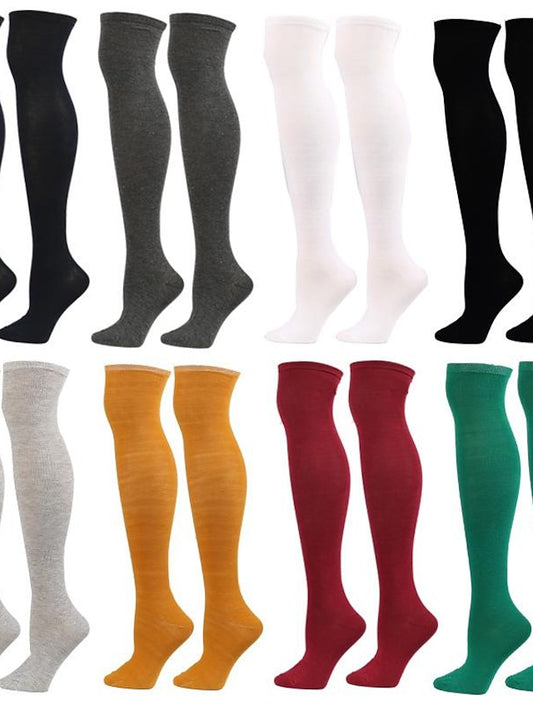 Women's Knee High Socks Outdoor Home Daily Solid Color Polyester Spandex Basic Classic Warm Casual 1 Pair - LuckyFash™