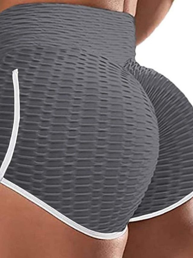 Women's Running Shorts Workout Shorts Stripe High Waist Shorts Athletic Athleisure Cotton Butt Lift Breathable Moisture Wicking Yoga Fitness Gym Workout Sportswear Activewear Wine Black Blue - LuckyFash™