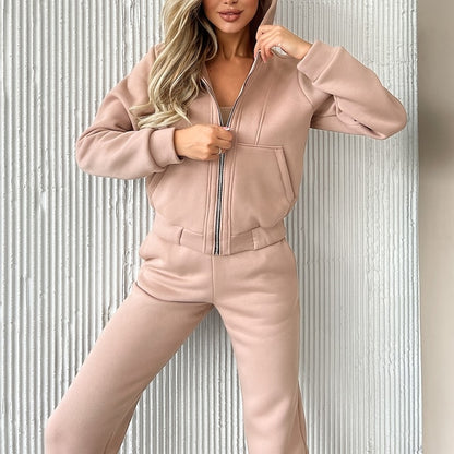 Women's Tracksuit Sweatsuit 2 Piece Athletic Winter Long Sleeve Thermal Warm Breathable Moisture Wicking Fitness Running Jogging Sportswear Activewear Solid Colored Black White Pink