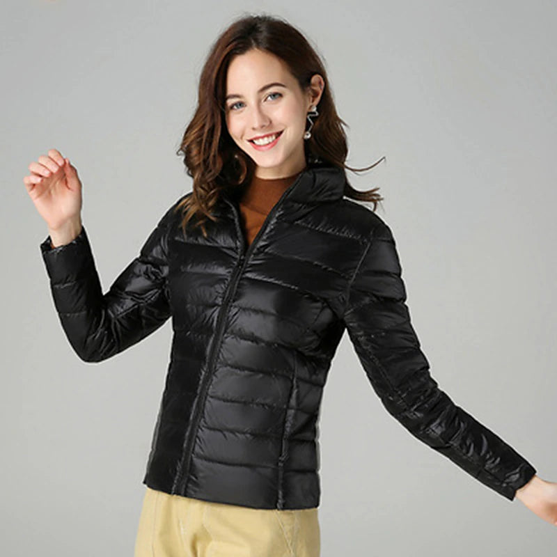 Women's Puffer Jacket Hiking Down Jacket Hiking Windbreaker Winter Outdoor Thermal Warm Packable Waterproof Windproof Jacket Top Full Length Visible Zipper Ski / Snowboard Fishing Traveling Lake blue